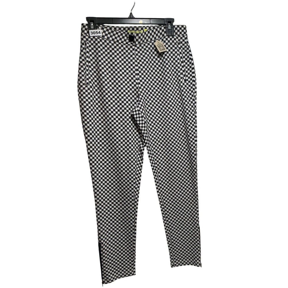Betabrand Dress Pant Yoga Pants Womens‎ Medium Black White Cat Head Print Slim